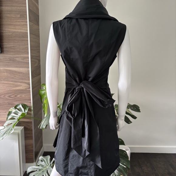 Marie Saint Pierre Dress Black Belted Sleeveless Pocket Black Zip Sz 2- Medium - Picture 3 of 9